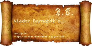 Nieder Barnabás névjegykártya